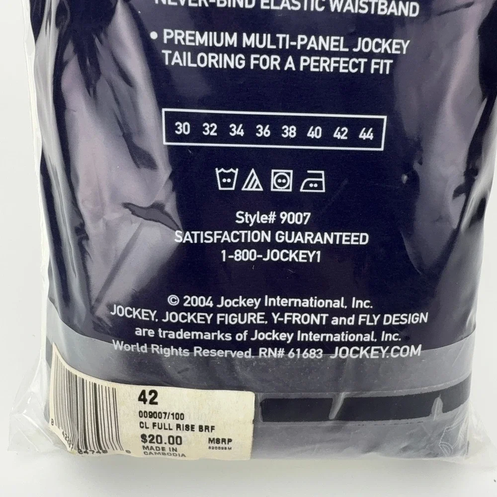 Jockey Classic Full Rise Briefs 3 Pack White Y-Front Fly‎ Size 42 Style 9007 New
